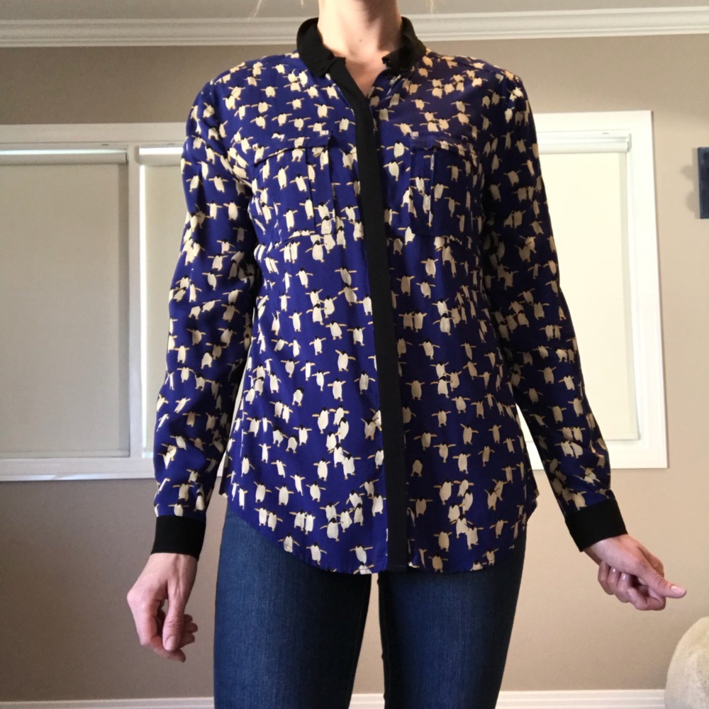 Maeve Blue and Cream Blouse